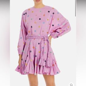 RHODE Embellished Fit and Flare Purple Dress